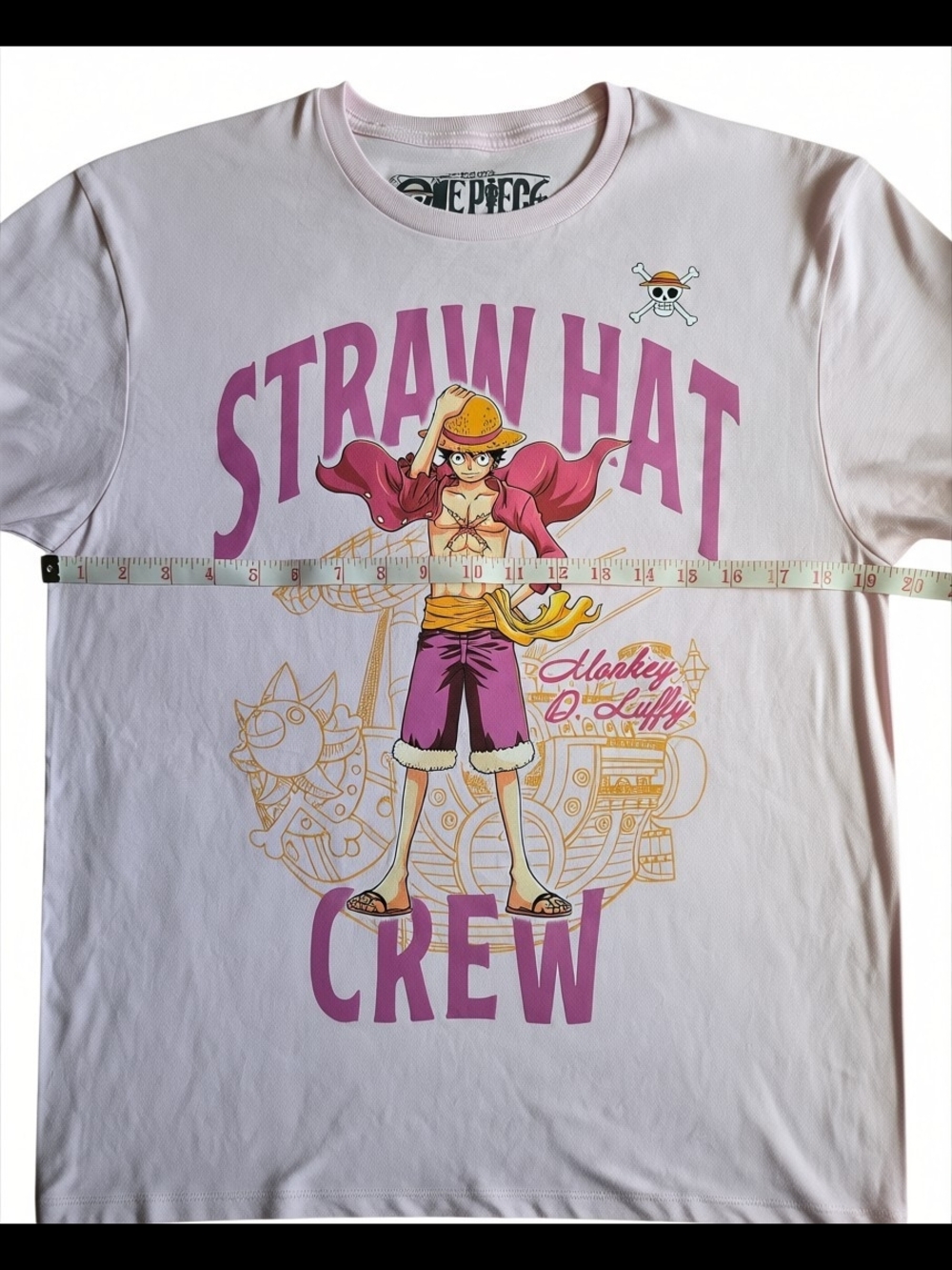 Onepiece Pink Straw Hat Crew Kids Tee with Luffy Graphic - Picture 4 of 6